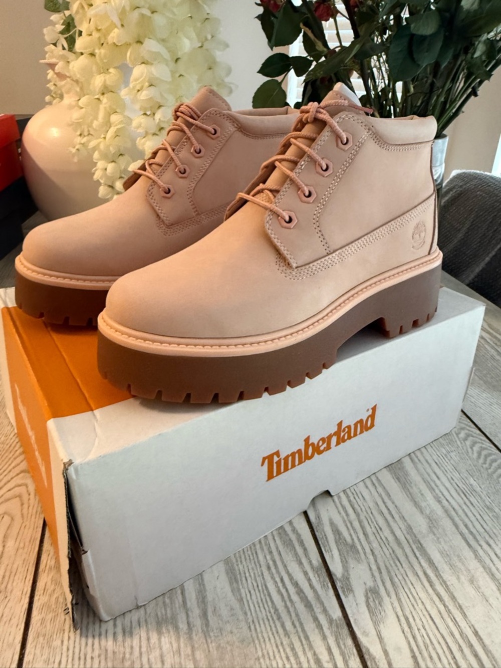Timberland Women’s Blush Nubuck Lace-Up Platform Boots